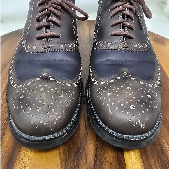 Cole Haan ZeroGrand Brogue Brown Black Design Men's Dress Shoes 8.5 - Picture 2 of 9